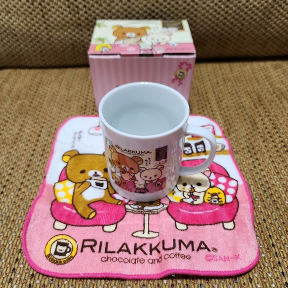 [NEW] Rilakkuma Mug Coffee Mug Tea Cup and Rilakkuma Handkerchief Hand Towel Set - Picture 5 of 10